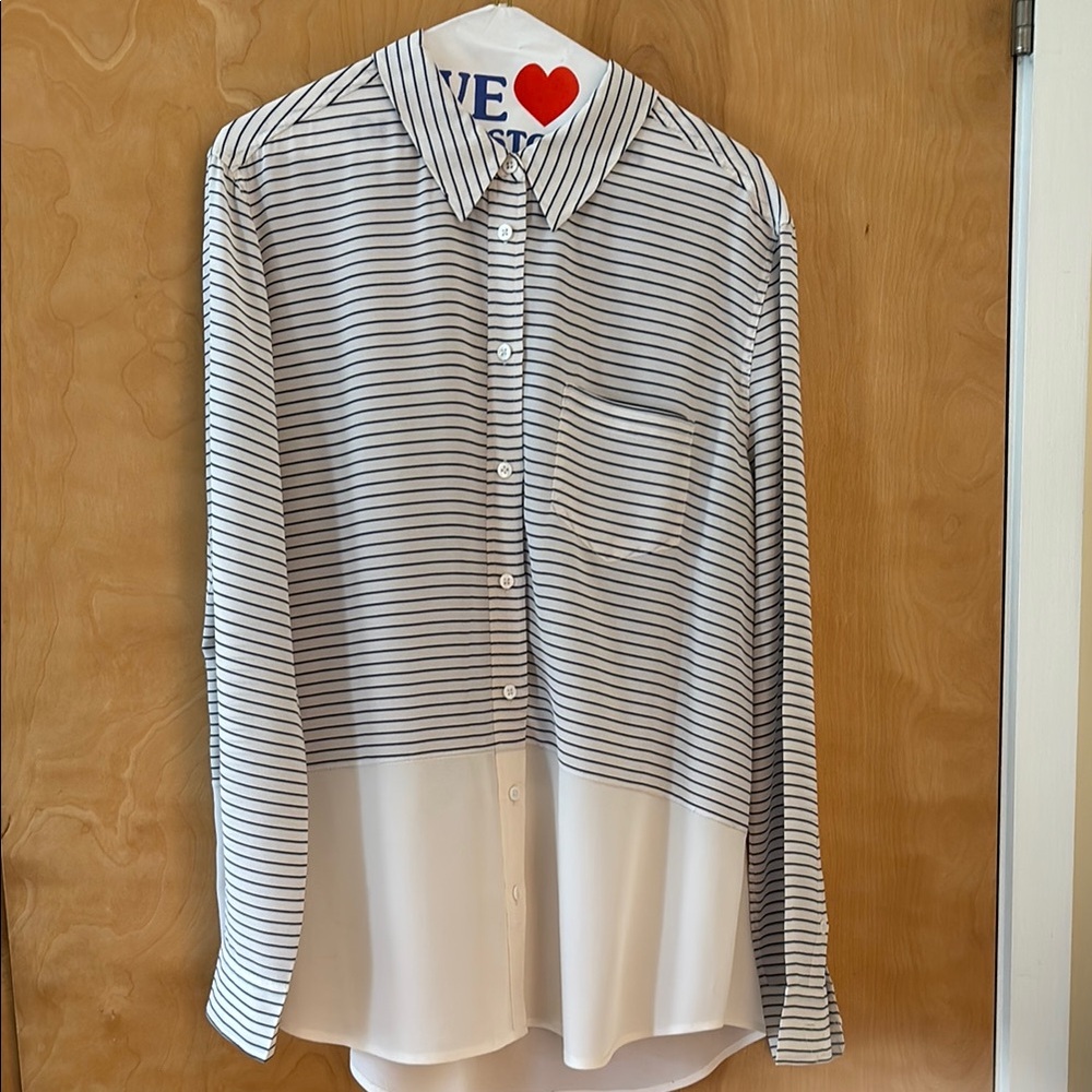Equipment Navy and Cream Striped Shirt